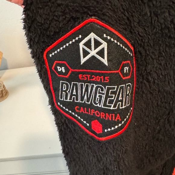 RAWGEAR Fleece Sherpa Zip Jacket Black Red Logo Soft Polar - Size M - Picture 6 of 8